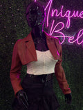 Cropped Leather Blazer