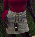 Bella Cargo Denim Mini Skirt