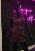 Espresso Faux Leather Romper