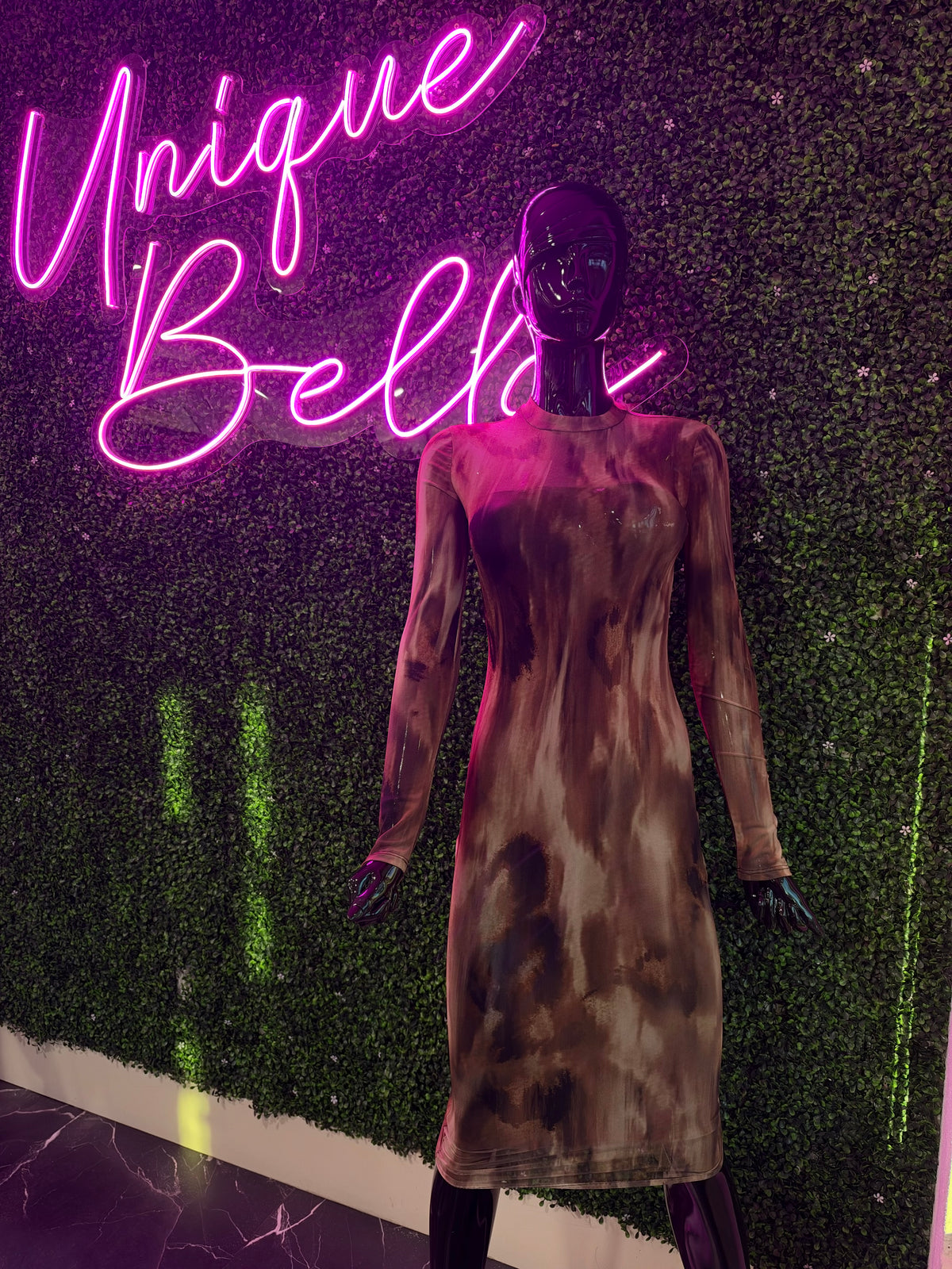 Mocha Mirage Long Sleeve Dress